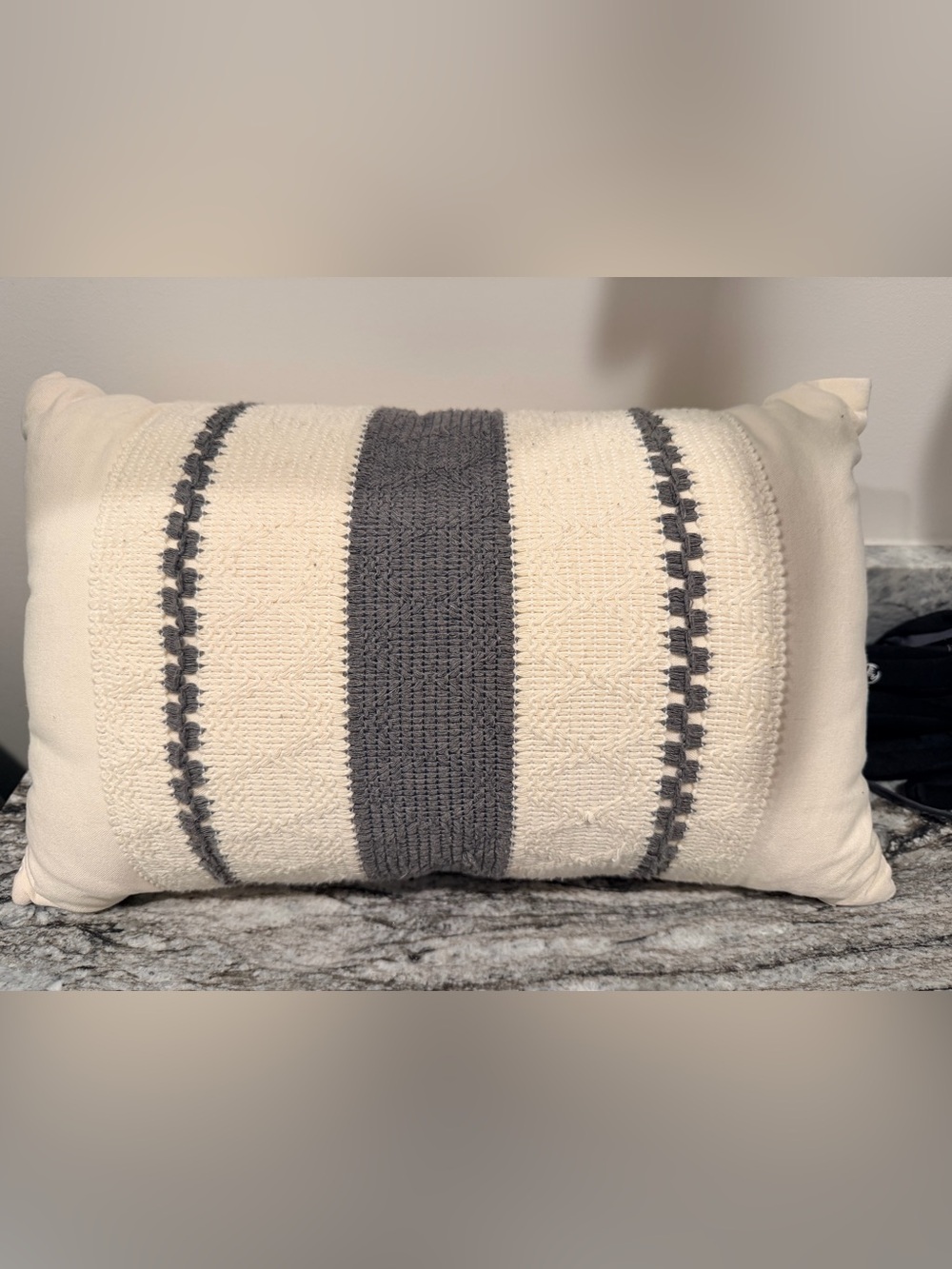 Neutral Grey Farmhouse Lumbar Decorative Throw Pillow